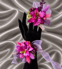 Load image into Gallery viewer, Bright pink fuchsia orchid corsage &amp; buttonhole AB2133 - School formal, prom, graduation
