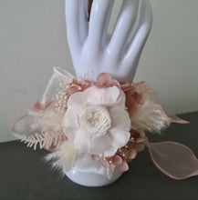 Load image into Gallery viewer, Blush &amp; white preserved French peony corsage &amp; buttonhole AB2135 - School formal, prom, graduation
