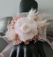 Load image into Gallery viewer, Blush &amp; white preserved French peony corsage &amp; buttonhole AB2135 - School formal, prom, graduation
