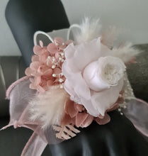 Load image into Gallery viewer, Blush &amp; white preserved French peony corsage &amp; buttonhole AB2135 - School formal, prom, graduation
