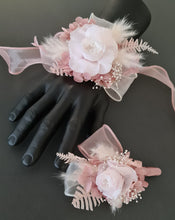 Load image into Gallery viewer, Blush &amp; white preserved French peony corsage &amp; buttonhole AB2135 - School formal, prom, graduation
