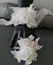 Load image into Gallery viewer, Off White &amp; white preserved French peony corsage &amp; buttonhole AB2136 - School formal, prom, graduation

