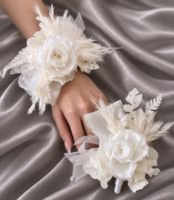Load image into Gallery viewer, Off White &amp; white preserved French peony corsage &amp; buttonhole AB2136 - School formal, prom, graduation
