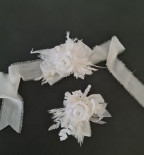 Load image into Gallery viewer, Off White &amp; white preserved French peony corsage &amp; buttonhole AB2136 - School formal, prom, graduation
