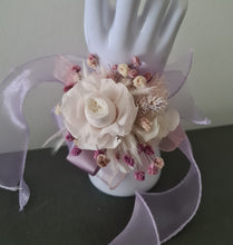 Load image into Gallery viewer, Lilac, pink &amp; neutral preserved French peony corsage &amp; buttonhole AB2137 - School formal, prom, graduation
