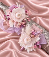 Load image into Gallery viewer, Lilac, pink &amp; neutral preserved French peony corsage &amp; buttonhole AB2137 - School formal, prom, graduation
