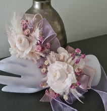 Load image into Gallery viewer, Lilac, pink &amp; neutral preserved French peony corsage &amp; buttonhole AB2137 - School formal, prom, graduation
