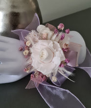 Load image into Gallery viewer, Lilac, pink &amp; neutral preserved French peony corsage &amp; buttonhole AB2137 - School formal, prom, graduation
