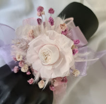 Load image into Gallery viewer, Lilac, pink &amp; neutral preserved French peony corsage &amp; buttonhole AB2137 - School formal, prom, graduation
