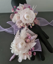 Load image into Gallery viewer, Lilac, pink &amp; neutral preserved French peony corsage &amp; buttonhole AB2137 - School formal, prom, graduation
