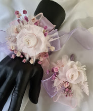 Load image into Gallery viewer, Lilac, pink &amp; neutral preserved French peony corsage &amp; buttonhole AB2137 - School formal, prom, graduation
