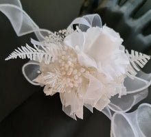 Load image into Gallery viewer, White reflexed preserved mini rose corsage &amp; buttonhole AB2138 - School formal, prom, graduation
