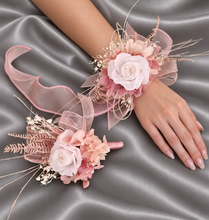 Load image into Gallery viewer, Blush &amp; white preserved French peony corsage &amp; buttonhole AB2139 - School formal, prom, graduation
