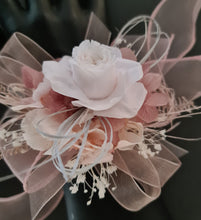 Load image into Gallery viewer, Blush &amp; white preserved French peony corsage &amp; buttonhole AB2139 - School formal, prom, graduation
