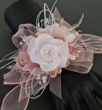 Load image into Gallery viewer, Blush &amp; white preserved French peony corsage &amp; buttonhole AB2139 - School formal, prom, graduation

