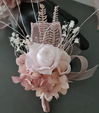 Load image into Gallery viewer, Blush &amp; white preserved French peony corsage &amp; buttonhole AB2139 - School formal, prom, graduation
