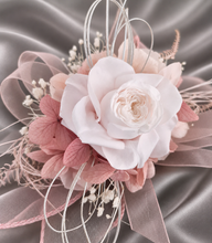 Load image into Gallery viewer, Blush &amp; white preserved French peony corsage &amp; buttonhole AB2139 - School formal, prom, graduation

