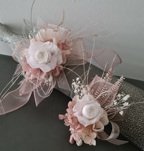Load image into Gallery viewer, Blush &amp; white preserved French peony corsage &amp; buttonhole AB2139 - School formal, prom, graduation
