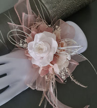 Load image into Gallery viewer, Blush &amp; white preserved French peony corsage &amp; buttonhole AB2139 - School formal, prom, graduation
