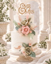 Load image into Gallery viewer, Sage &amp; blush floral cake topper x 2 - wedding, engagement, birthday
