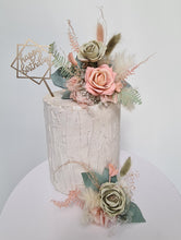 Load image into Gallery viewer, Sage &amp; blush floral cake topper x 2 - wedding, engagement, birthday
