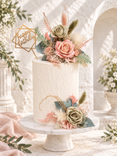 Load image into Gallery viewer, Sage &amp; blush floral cake topper x 2 - wedding, engagement, birthday
