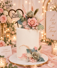 Load image into Gallery viewer, Sage &amp; blush floral cake topper x 2 - wedding, engagement, birthday
