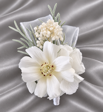 Load image into Gallery viewer, White everlasting flowers corsage &amp; buttonhole AB2144 - School formal, prom, graduation
