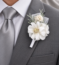 Load image into Gallery viewer, White everlasting flowers corsage &amp; buttonhole AB2144 - School formal, prom, graduation
