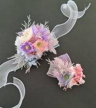 Load image into Gallery viewer, Pastel multicolour everlasting flowers corsage &amp; buttonhole AB2147 - School formal, prom, graduation
