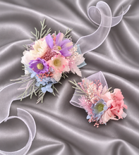 Load image into Gallery viewer, Pastel multicolour everlasting flowers corsage &amp; buttonhole AB2147 - School formal, prom, graduation
