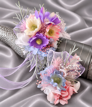 Load image into Gallery viewer, Pastel multicolour everlasting flowers corsage &amp; buttonhole AB2147 - School formal, prom, graduation
