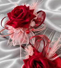 Load image into Gallery viewer, Pink &amp; bright red everlasting flowers corsage &amp; buttonhole AB2148 - School formal, prom, graduation
