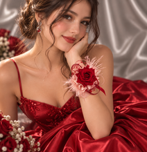 Load image into Gallery viewer, Pink &amp; bright red everlasting flowers corsage &amp; buttonhole AB2148 - School formal, prom, graduation
