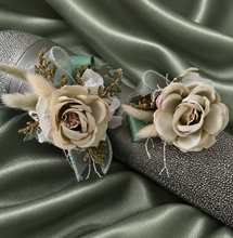 Load image into Gallery viewer, Sage green everlasting flowers corsage &amp; buttonhole AB2150 - School formal, prom, graduation
