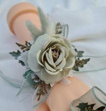 Load image into Gallery viewer, Sage green everlasting flowers corsage &amp; buttonhole AB2150 - School formal, prom, graduation

