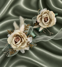 Load image into Gallery viewer, Sage green everlasting flowers corsage &amp; buttonhole AB2150 - School formal, prom, graduation
