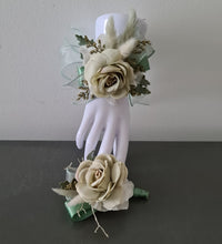 Load image into Gallery viewer, Sage green everlasting flowers corsage &amp; buttonhole AB2150 - School formal, prom, graduation
