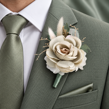 Load image into Gallery viewer, Sage green everlasting flowers corsage &amp; buttonhole AB2150 - School formal, prom, graduation
