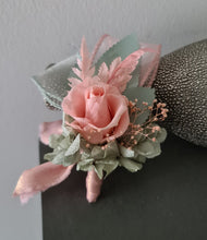 Load image into Gallery viewer, Sage and pink / peach preserved flowers corsage &amp; buttonhole AB2152 - School formal, prom, graduation
