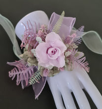 Load image into Gallery viewer, Sage and violet preserved flowers corsage &amp; buttonhole AB2153 - School formal, prom, graduation
