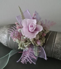 Load image into Gallery viewer, Sage and violet preserved flowers corsage &amp; buttonhole AB2153 - School formal, prom, graduation
