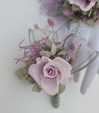 Load image into Gallery viewer, Sage and violet preserved flowers corsage &amp; buttonhole AB2153 - School formal, prom, graduation
