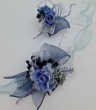 Load image into Gallery viewer, Blue shades preserved flowers corsage &amp; buttonhole AB2154 - School formal, prom, graduation
