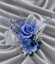 Load image into Gallery viewer, Blue shades preserved flowers corsage &amp; buttonhole AB2154 - School formal, prom, graduation
