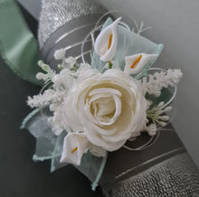 Load image into Gallery viewer, Peony &amp; calla lily sage everlasting flowers corsage &amp; buttonhole AB2155 - School formal, prom, graduation
