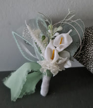 Load image into Gallery viewer, Peony &amp; calla lily sage everlasting flowers corsage &amp; buttonhole AB2155 - School formal, prom, graduation

