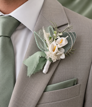 Load image into Gallery viewer, Peony &amp; calla lily sage everlasting flowers corsage &amp; buttonhole AB2155 - School formal, prom, graduation
