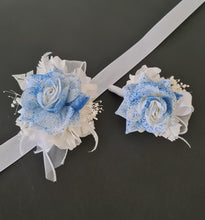 Load image into Gallery viewer, Sprayed blue rose everlasting flowers corsage &amp; buttonhole AB2159 - School formal, prom, graduation
