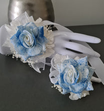 Load image into Gallery viewer, Sprayed blue rose everlasting flowers corsage &amp; buttonhole AB2159 - School formal, prom, graduation
